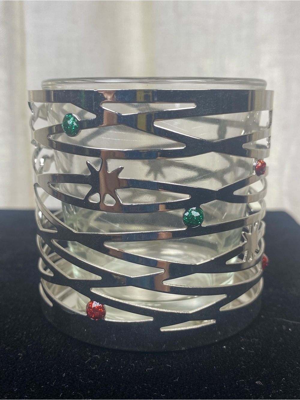 Yankee Candle Christmas Lights Tea Light Votive Holder Metal Silver 1567023